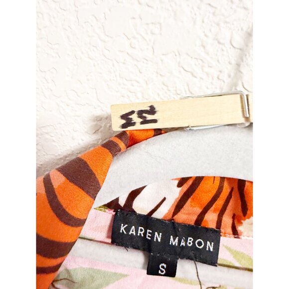 Karen Mabon Anthropologie Womens Tiger Blossom Silk Sleep Shirt Button Up Small - Picture 8 of 8